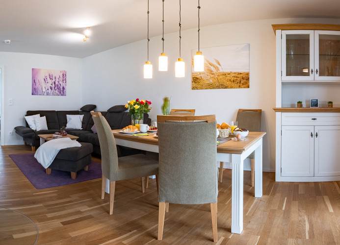 Wohn-Esszimmer mit Kamin