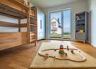 Schlafzimmer mit Blick auf das Hafenbecken