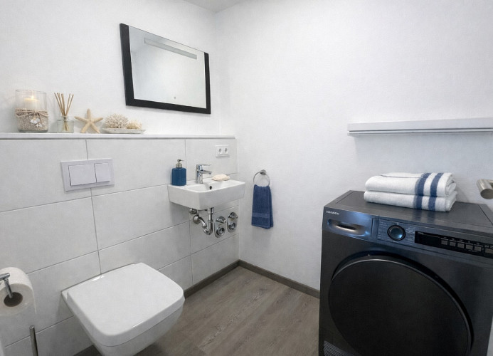 Gäste WC im Erdgeschoß mit Wäschetrockner